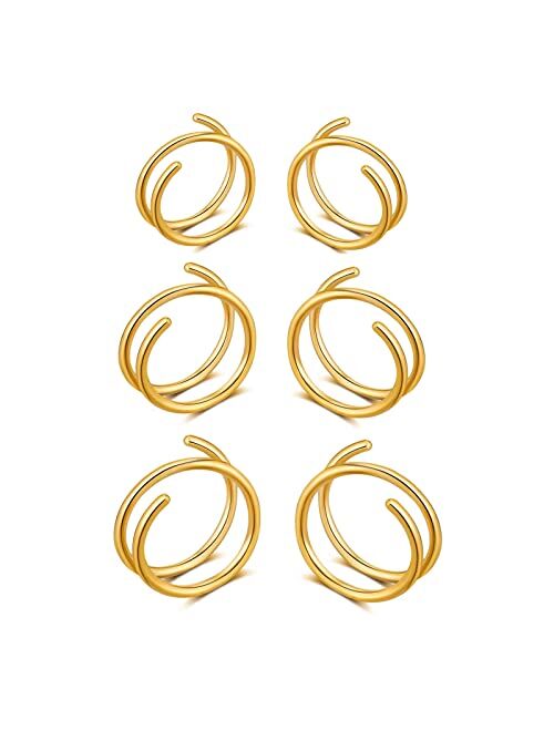 Goenjoy Double Hoop Earrings for Single PiercingDouble Earrings for One Hole GoldFake Piercing Silver Double Earring, Handmade Cartilage Piercing, Twist Double Hoop Huggi