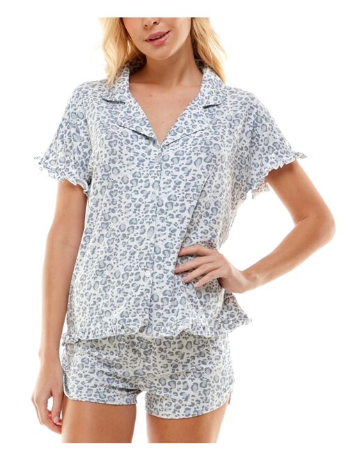 ROUDELAIN Yummy Ruffle-Trim Notch Collar 2-Pc. Pajama Set