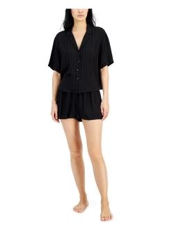 Women's Notch-Collar & Pajama Shorts Set, Created For Macy's