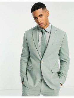 skinny warm handle suit jacket in sage