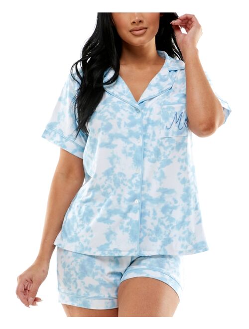 ROUDELAIN Women's Yummy Bride Notch-Collar & Pajama Shorts Set