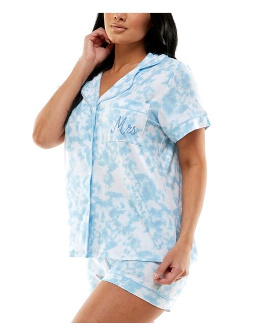 ROUDELAIN Women's Yummy Bride Notch-Collar & Pajama Shorts Set