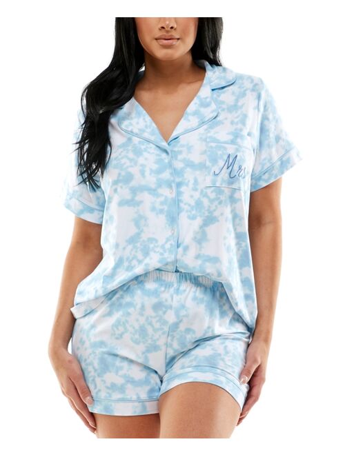 ROUDELAIN Women's Yummy Bride Notch-Collar & Pajama Shorts Set