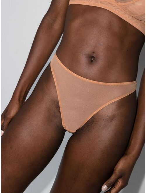 Nubian Skin tulle-panel low-rise thong 3-pack