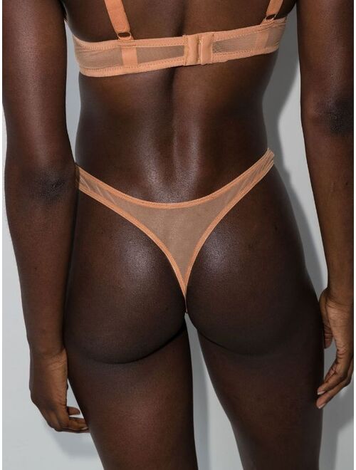 Nubian Skin tulle-panel low-rise thong 3-pack