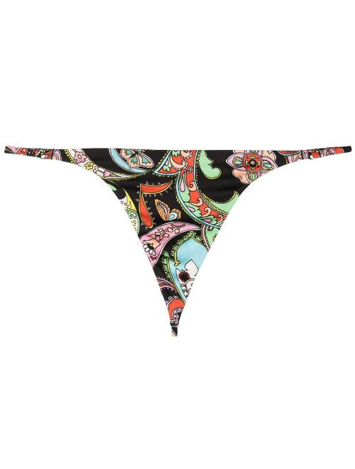 Fleur Du Mal paisley-print V-string briefs