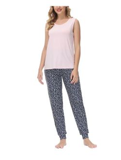 BEAUTYREST Women's Solid Tank Top with Printed Jogger Set, 2 Piece