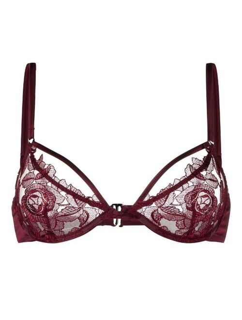 Buy Fleur Du Mal Rose lace-detailed demi bra online | Topofstyle