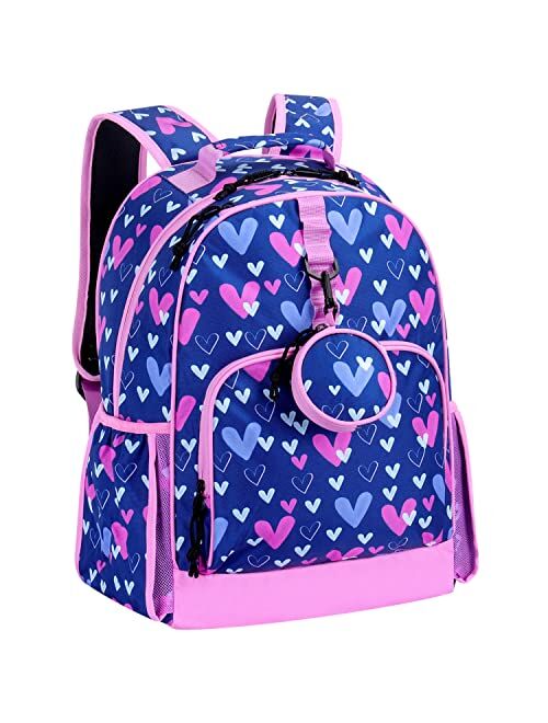 Choco Mocha 15-17 inch Girls School Backpack with Matching Coin Purse