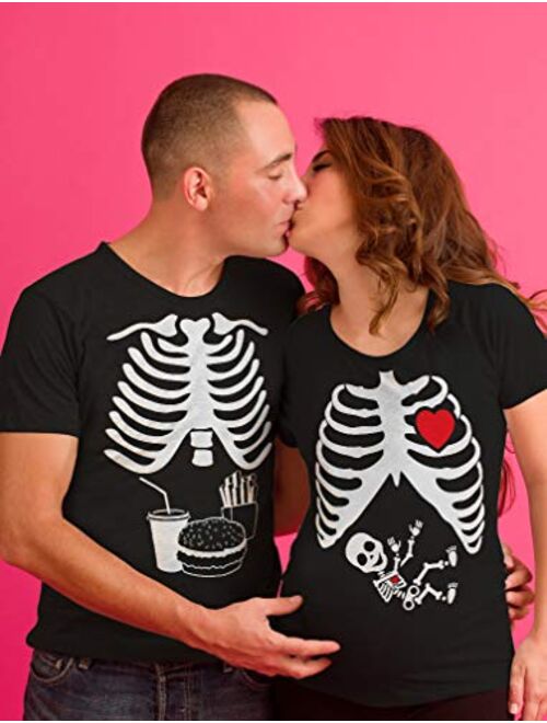 Tstars Halloween Maternity Shirt Skeleton Baby Boy Burger Xray Couples Matching Shirts