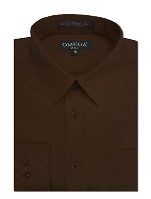 OmegaTux Boys Long Sleeve Solid Color Dress Shirts