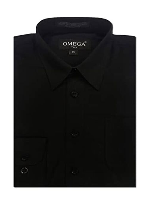 OmegaTux Boys Long Sleeve Solid Color Dress Shirts