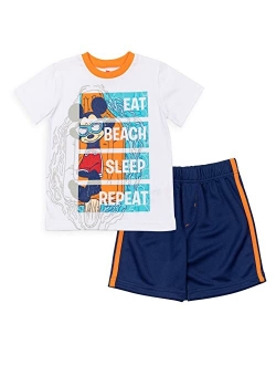 Mickey Mouse Donald Duck Baby Athletic Graphic T-Shirt and Mesh Shorts Outfit Set Infant to Little Kid