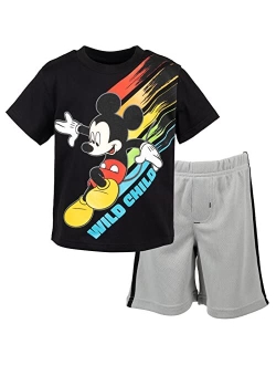 Mickey Mouse Donald Duck Baby Athletic Graphic T-Shirt and Mesh Shorts Outfit Set Infant to Little Kid