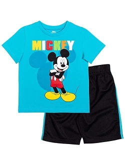 Mickey Mouse Donald Duck Baby Athletic Graphic T-Shirt and Mesh Shorts Outfit Set Infant to Little Kid