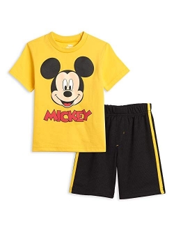 Mickey Mouse Donald Duck Baby Athletic Graphic T-Shirt and Mesh Shorts Outfit Set Infant to Little Kid