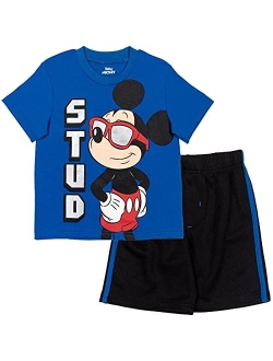 Mickey Mouse Donald Duck Baby Athletic Graphic T-Shirt and Mesh Shorts Outfit Set Infant to Little Kid