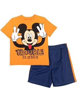 Mickey Mouse Donald Duck Baby Athletic Graphic T-Shirt and Mesh Shorts Outfit Set Infant to Little Kid