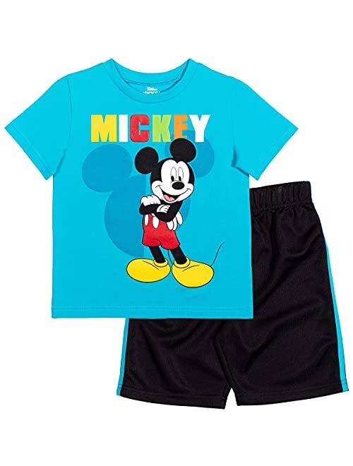 Disney Mickey Mouse Donald Duck Baby Athletic Graphic T-Shirt and Mesh Shorts Outfit Set Infant to Little Kid