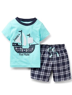 Bumeex Toddler Boys Cotton Clothing Sets Short Sleeve Tee and Shorts