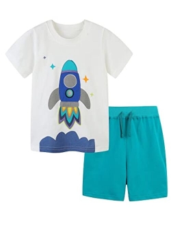 Bumeex Toddler Boys Cotton Clothing Sets Short Sleeve Tee and Shorts