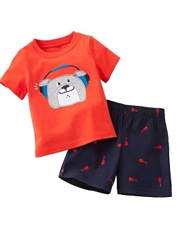 Bumeex Toddler Boys Cotton Clothing Sets Short Sleeve Tee and Shorts