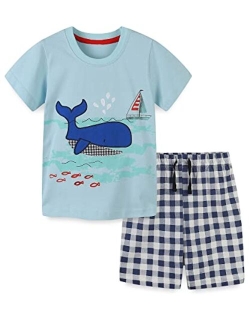 Bumeex Toddler Boys Cotton Clothing Sets Short Sleeve Tee and Shorts