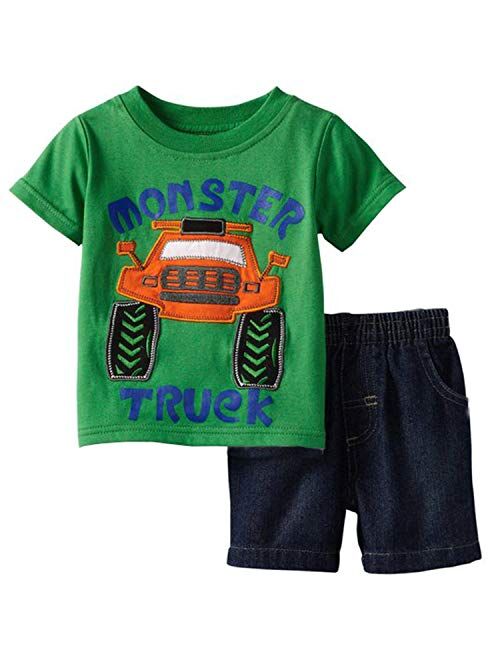 Bumeex Toddler Boys Cotton Clothing Sets Short Sleeve Tee and Shorts