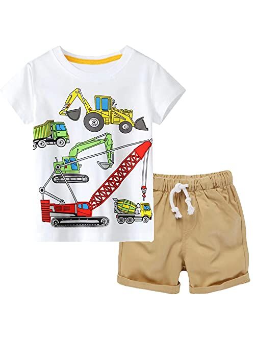 Bumeex Toddler Boys Cotton Clothing Sets Short Sleeve Tee and Shorts