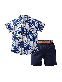 Mubineo Toddler Little Boy Kids Summer Floral Shirt Bermuda Shorts Outfit Set Clothes