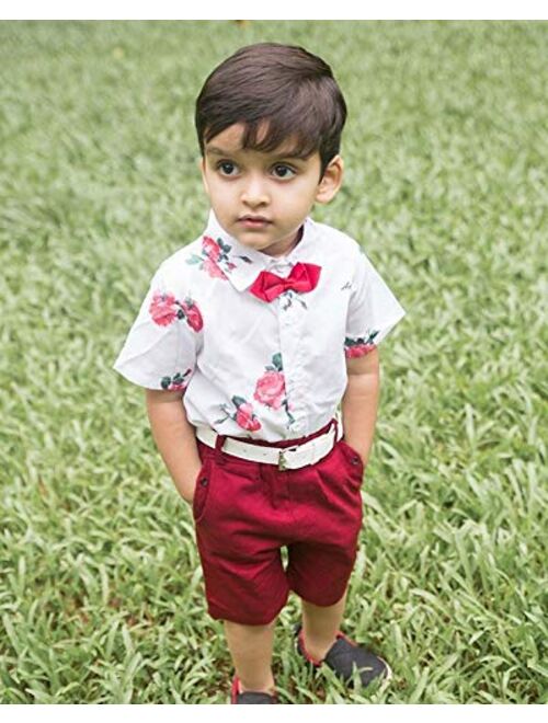 Mubineo Toddler Little Boy Kids Summer Floral Shirt Bermuda Shorts Outfit Set Clothes