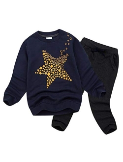 BomDeals Cute Cartoon Pentacle Dinosaur Printed Baby Boys Long Sleeve Tops and Pants Outfits