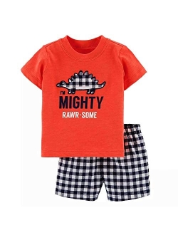 Funnymore Toddler Boy Cotton Summer Short Sleeve T-Shirt and Short Set