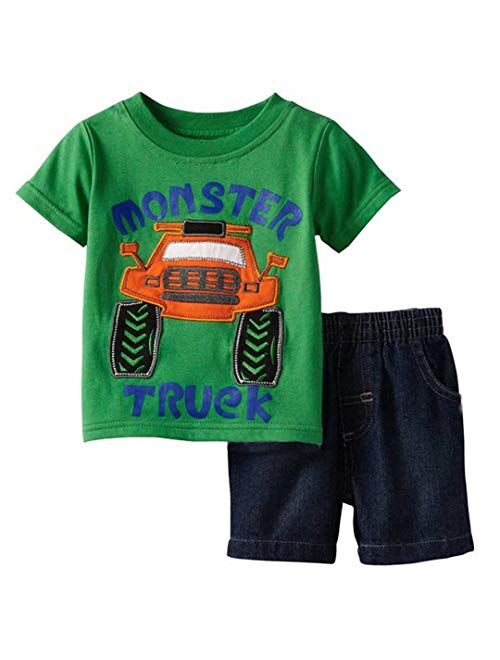 Funnymore Toddler Boy Cotton Summer Short Sleeve T-Shirt and Short Set