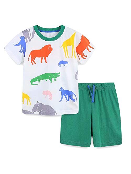 Funnymore Toddler Boy Cotton Summer Short Sleeve T-Shirt and Short Set