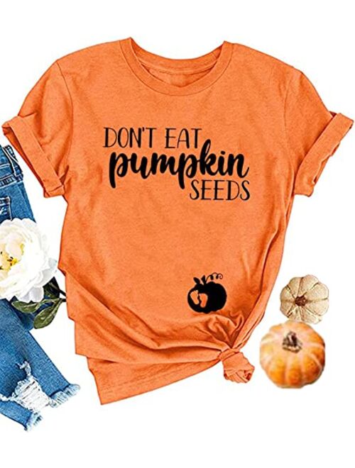 Zifota Halloween Maternity T-Shirt Women Funny Pregnancy Announcement Shirt Cute Pumpkin Baby Feet Letter Print Graphic Tops