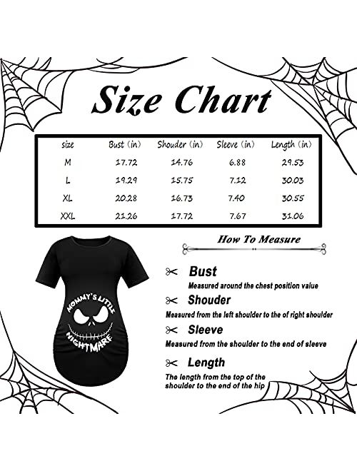 Lorjuly Women's Maternity Halloween Mommys Little Nightmare Cute Pregnant T Shirts