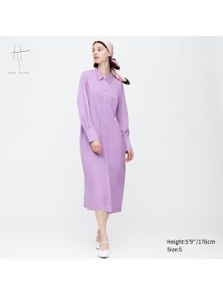 Long-Sleeve Long Shirt Dress (Hana Tajima)