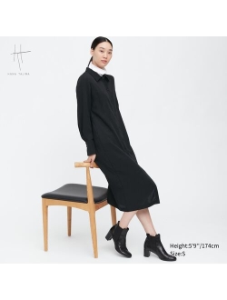 Long-Sleeve Long Shirt Dress (Hana Tajima)