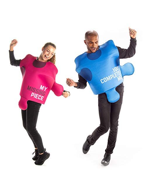 Hauntlook You Complete My Puzzle Couples Costume - Cute Pink & Blue Halloween Outfit