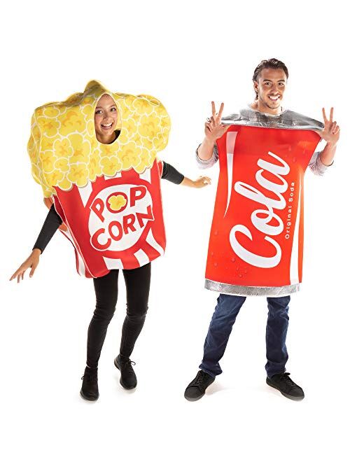 Hauntlook Popcorn & Soda Halloween Couples Costume - Movie Theater Funny Food Outfit