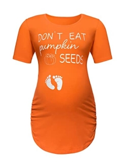 PROMOTED TO BIG SISTER Women's Maternity Funny Halloween Pregnancy Cute Long Sleeve Pregnant T Shirts