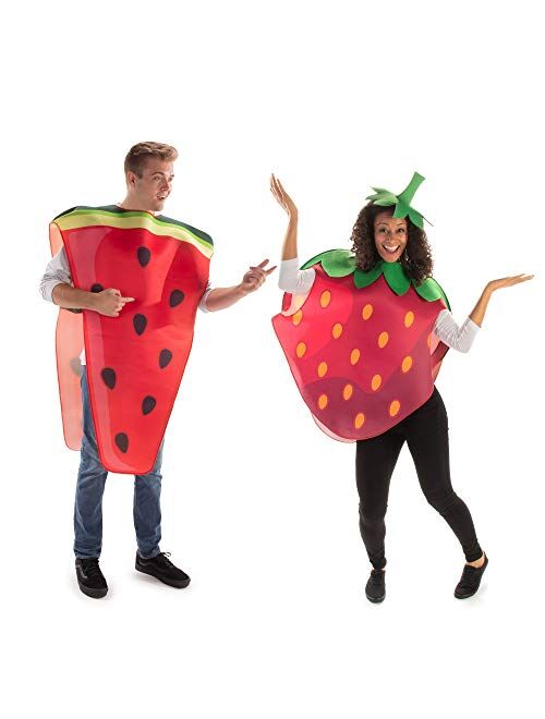 Hauntlook Strawberry & Watermelon Couples Halloween Costume - Cute Unisex Fruit Bodysuits