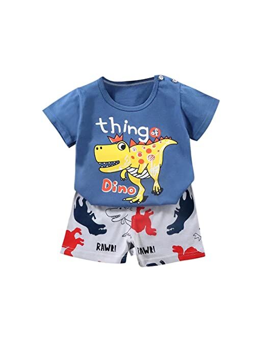 Little Bitty Toddler Boy Clothes Boys Summer Outfits Cotton Short Sleeve T-Shirt & Shorts Set 2-7Yrs