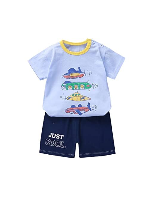 Little Bitty Toddler Boy Clothes Boys Summer Outfits Cotton Short Sleeve T-Shirt & Shorts Set 2-7Yrs