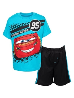 Pixar Cars Lightning McQueen Tow Mater T-Shirt Mesh Shorts