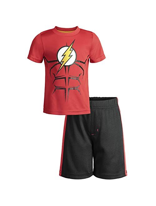 Warner Bros. Batman Superman Flash Boys Athletic Performance T-Shirt & Mesh Shorts Set