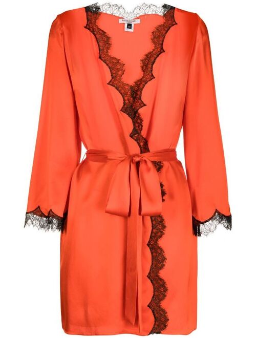 Gilda & Pearl lace-trim tie-fastening robe