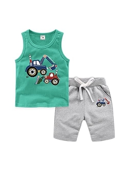 Hileelang Toddler Boy Summer Short Sets Outfits Cotton Casual CrewNeck Short Sleeve Playwear Clothes Sets