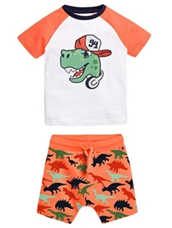 Hileelang Toddler Boy Summer Short Sets Outfits Cotton Casual CrewNeck Short Sleeve Playwear Clothes Sets